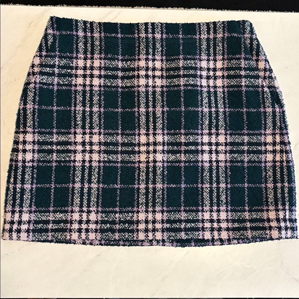 Plaid Women's Skirt in Green and Pink